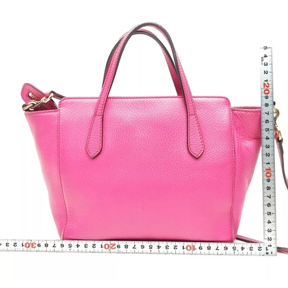 ⭐️Authentic COA Gucci Pink Pebbled Leather Swing Two-Way Shoulder / Hand Bag - Picture 6 of 16